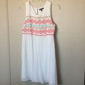White sun dress with embroider detail
